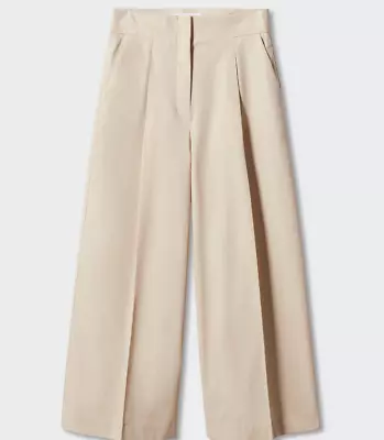 Mango Cotton Culotte Trousers Cream - UK 10 - NEW • £22