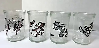 Vintage 1990 Lot Of 4 Welches Jelly Jars Tom & Jerry Pteranodon Empty Jars • $10