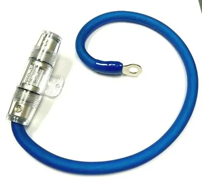 4 Ga AWG BLUE Power Cable 100% OFC Copper With AGU Inline Fuse Holder +60A Fuse • $14.99