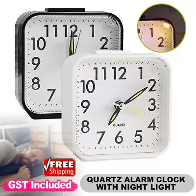 1/2 Quartz Alarm Clock With Night Light NoTick Snooze Silent Small Bedside Clock • $17.69