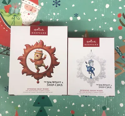 Hallmark 2022 Spinning Snow Miser & 2023 Spinning Heat Miser 2 Ornaments New • $67.49