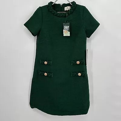 Tuckernuck Forest Green Tweed Jackie Dress Sz XS Shift Mini Business Career NWT • £210.20