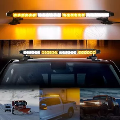 54 LED Emergency Light Bar Rooftop Double Side Strobe Warning Light Amber/White • $65.88