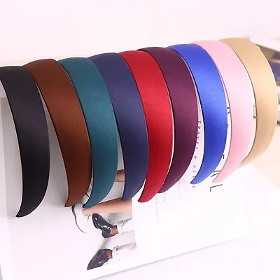 25mm Fabric Alice Headband Ladies Wide Hair Head Band 9 Colours Satin • £3.30