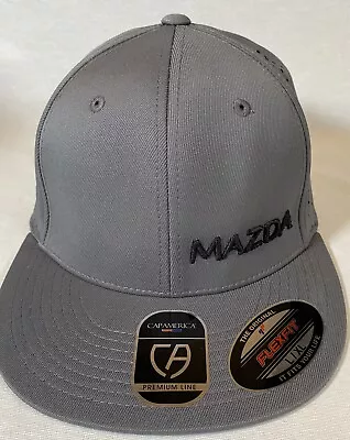 New Mazda FlexFit Vented Embroidered Logo Baseball Cap  Hat Gray Size L/XL • $18.99