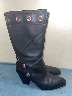 $49.99 • Buy EUC Harley-Davidson 85070 Black Leather High Heel Boots Sz 8.5 B FREE SHIPPING
