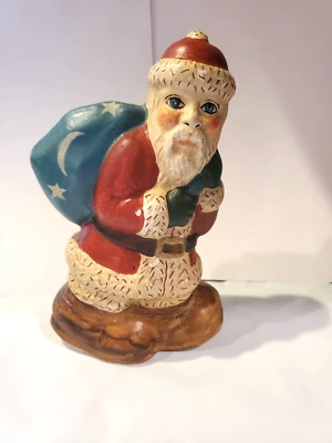 $150 • Buy VAILLANCOURT FOLK ART RARE 1987 AMERICANA SANTA WITH BIG FEET ROCKER Chalkware