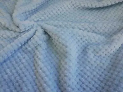 Luxury Soft Cuddle Fleece HONEYCOMB WAFFLE Fabric Material - BLUE • £1.99