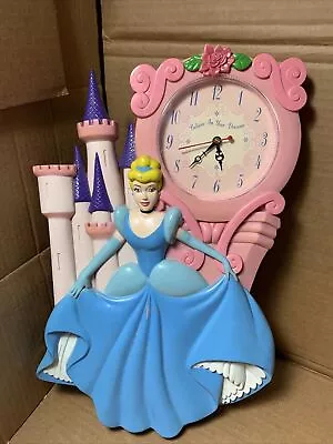 Vtg Disney Cinderella Wall Clock Castle Believe In Your Dreams - TESTED - WORKS • $21.95