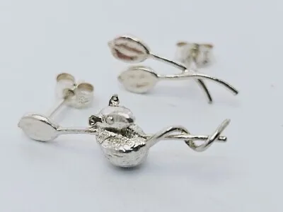 Alex Monroe Asymmetric Harvest Mouse & Angelica Stud Earrings Silver NEW • $232.36