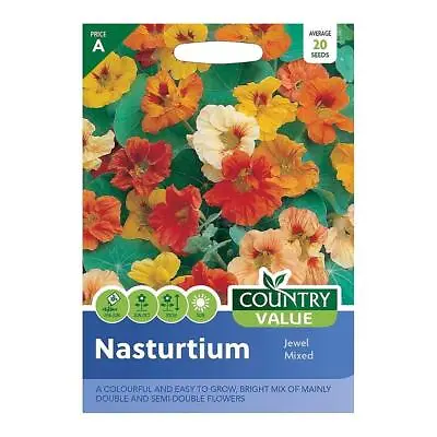 Country Value Nasturtium Jewel Mixed Seeds Grow Your Own Garden Edible Flowers • £3.29