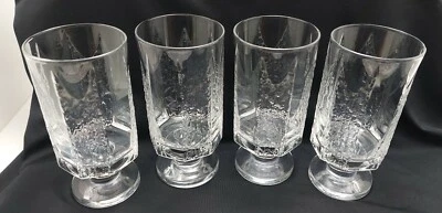 £14.46 • Buy 4 Vintage Finnish Footed Crystal Drinking Glasses Findland Octagon Glass
