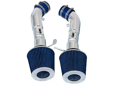 BLUE Heat Shield Air Intake+ Dual Dry Filter For 08-13 G37 3.7L V6 • $81.89