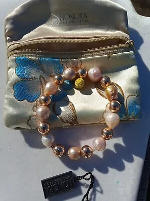 Honora Ming Freshwater Pearl And Bronze Italia Bead Bracelet • $99.99