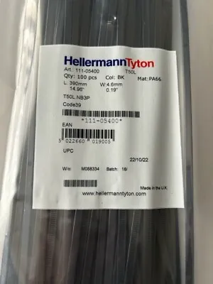 Hellermann Tyton Pack Of 100 390mm X 4.6mm Black Cable Ties • £8