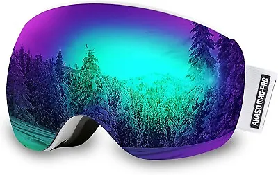 AKASO OTG Ski Goggles Snowboard Mag-Pro Magnetic Inter + Goggle Protective Bag • $22.49