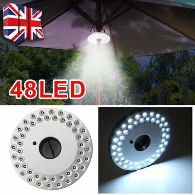 48 LEDs Patio Umbrella Parasol Lights 3 Brightness Mode Garden Camping Lamp • £5.99