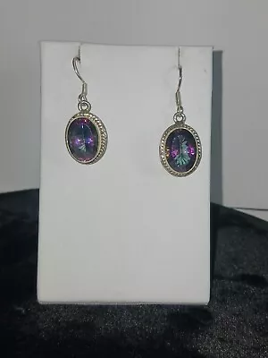 Sterling Silver Mystic Quartz Dangle Earrings • $30