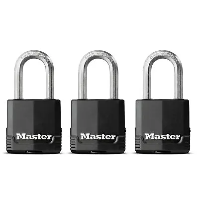 MASTER LOCK Pack Of 3 Heavy Duty Padlocks Security Level 8/10 Outdoor • £33.75