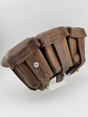 Original WW2 GERMAN Large K98 Ammunition Pouch Brown Leather. VG Cond.  • $139.99