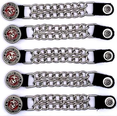 5 Marine Corps Military Vet Dbl Chain Motorcycle Biker Vest Extenders Usa Made • $32.49