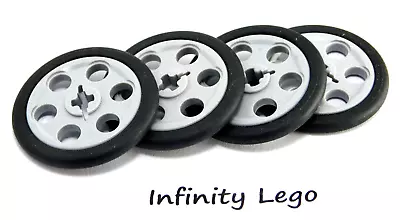 4 LEGO Technic Light Grey Pulley Wheel Wedge Belt Rim With Tire (2786 4185) • $7.50