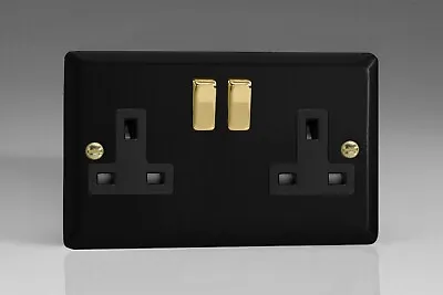 £14.25 • Buy Varilight Vogue Matt Black & Brass Light Switches, Plug Sockets, LED Dimmers Etc