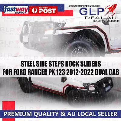 Heavy Duty Black Side Steps Fit Ford Ranger PX 123 2012-2022 Dual Cab • $635.22