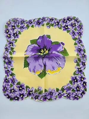 Vintage Ladies Hankie Purple Floral • $4