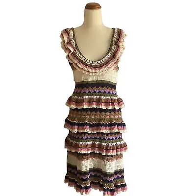 Zimmerman Crochet Dress Knitted Midi Tier Ruffle Pink Purple Olive Green Brand 1 • $489.99