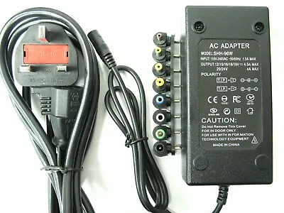 4.5 Amp 12/15/16/18/19/20/24 Volt AC-DC Laptop Power Supply/Charger (96 Watt) • £13