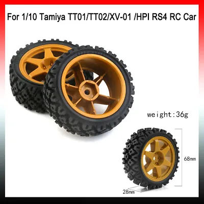 4Pcs Tires Wheels Rims For 1/10 Tamiya TT01/TT02/XV-01 /HPI RS4 RC Car ASUK • £13.13