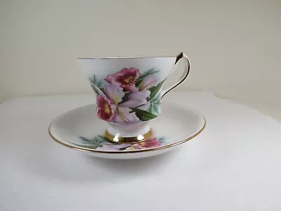 Vintage Royal London Bone China England Tea Cup & Saucer Purple Iris Gold Trim • $15