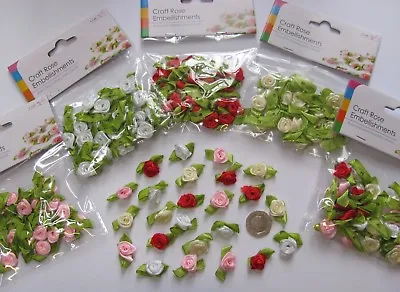 RIBBON ROSES BUDS Red Pink Cream White Crafts Card Making Haberdashery Sewing 24 • £2.99