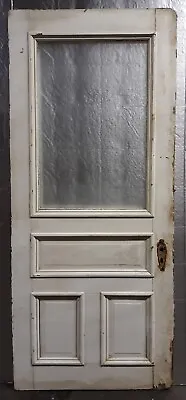 32 X78  Antique Vintage Old SOLID Wood Wooden Door Panel Window Textured Glass • $249.99