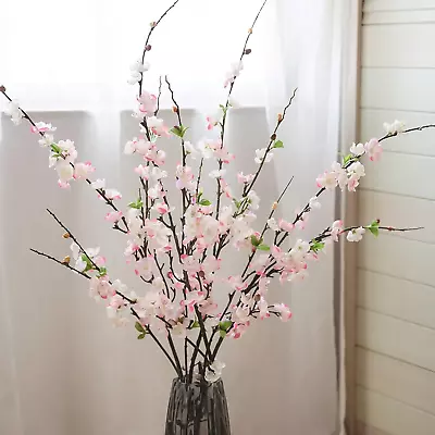 Cherry Blossom Branches Atrificial Plum Blossom Branches Faux Silk Peach Bloss • $43.26