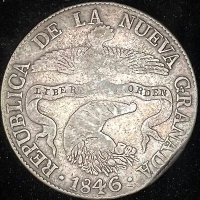 1846 RS Colombia Bogota 8 Reales Silver Coin Republic De La Nueva Granada • $160