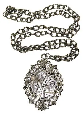 Steampunk Silver Gear Costume Necklace One Size • $11.92