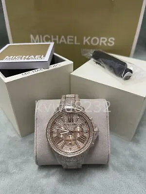 Michael Kors MK6452 Wren Rose Gold Pave Glitz Stainless Steel Ladies Wrist Watch • $125