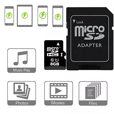 8GB Micro SD Card With SD Adapter Class 10 SDHC Memory Mobile Tablet 8GB TF Card • $9.80