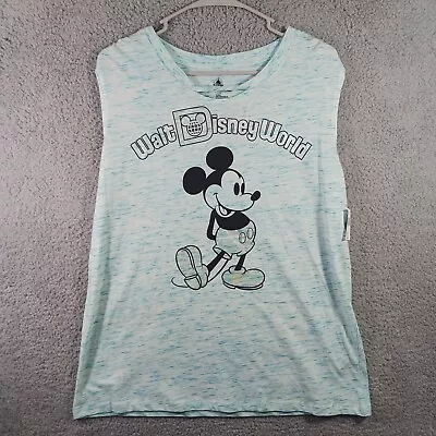 Disney Parks Wdw Women's Size Large Mickey Mouse Heathered Blue Tank Top • $19.99