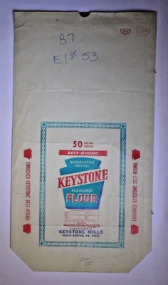 $25 • Buy XX L Vintage Paper Sack Bag, KEYSTONE FLOUR, KEYSTONE MILLS, SOUTH BOSTON VA. Nd
