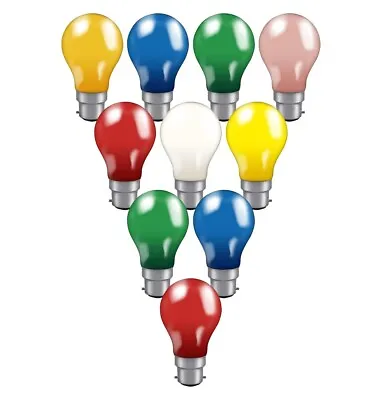 Coloured Light Bulbs GLS BC B22 25w Pack Of 10 • £8.99