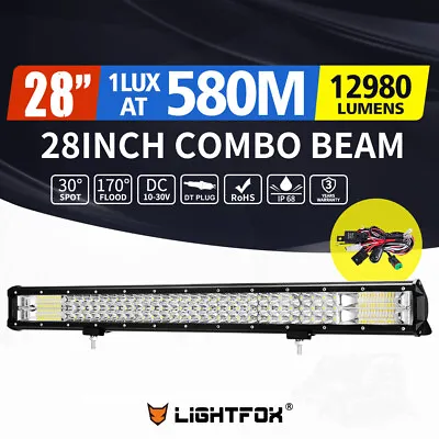 Lightfox 28 Inch Osram LED Light Bar Tri Row Flood Spot Combo Offroad Driving • $69.95