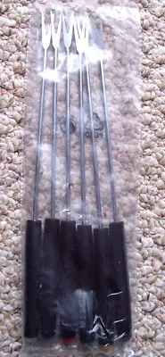 Vintage Stainless Steel Fondue Forks Set Of 6 Plastic Handles • $4.95