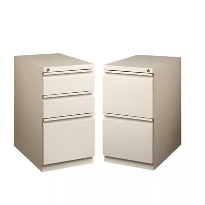 Set Of 2 Value Pack Mobile 2 And 3 Drawer Filing Cabinets In Putty • $435