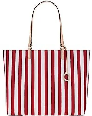$229 • Buy New OROTON Estate Stripe Tote Bag PVC Leather Trim Real Red Tags Bag