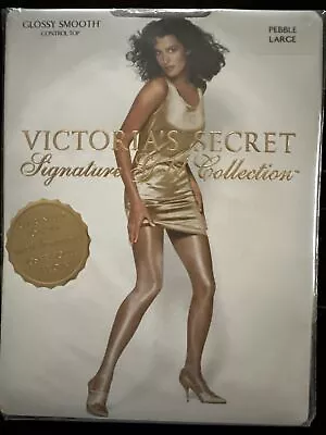 NIP!! Size L Victoria's Secret Pebbl Signature Gold Glossy Control Top Pantyhose • $18.80