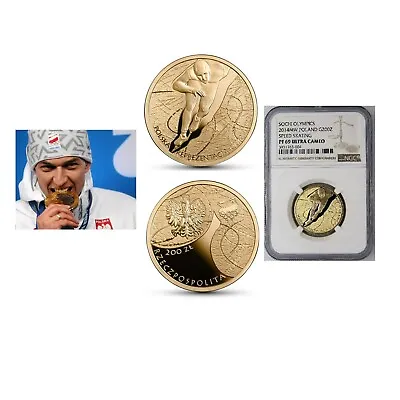 200 ZL Sochi Olympics 2014 GOLD Coin Au NGC PF69 !!! Poland Olympic Team Skating • $1404.76