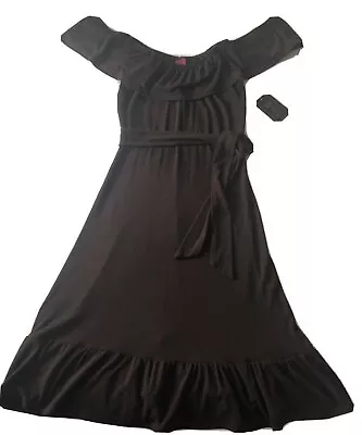 Melissa Masse Made To Measure Dress Size Small Brown Off Shoulder Ruffle New B07 • $19.90